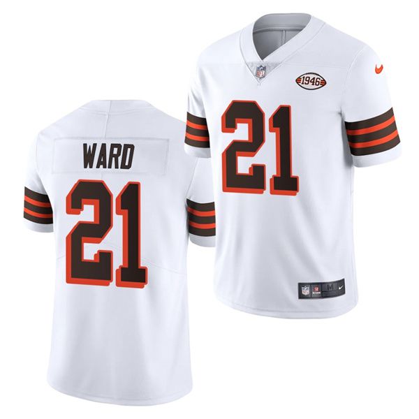 Men Cleveland Browns #21 Denzel Ward Nike White 1946 Collection Alternate Game NFL Jersey->cleveland browns->NFL Jersey